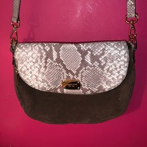 Snakeskin velvet crossbody shoulder bag